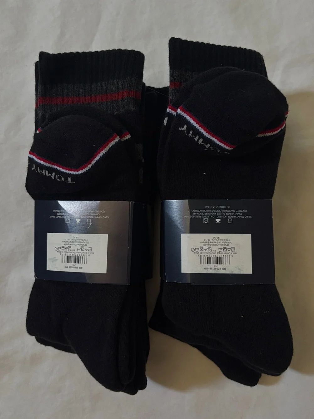 Tommy Hilfiger Men’s 6 Pair Cushion Sole Crew Socks Black New Size 10-13